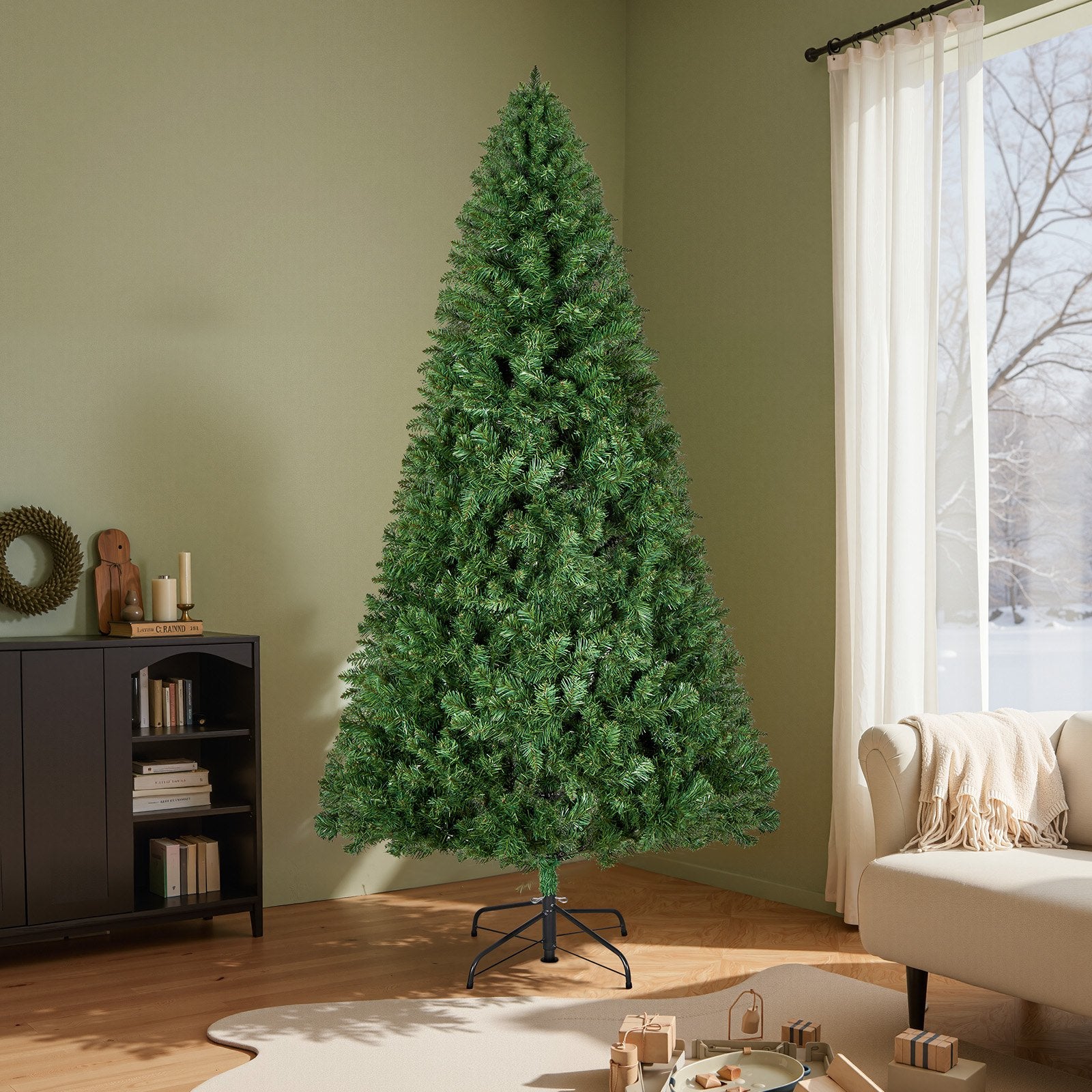 Christmas Trees: VEVOR Christmas Tree, 1.8m Artificial Xmas Tree, Full Holiday Decor Trees with 1250 Branch Tips & Sturdy Metal Base for Home Party Office Decoration