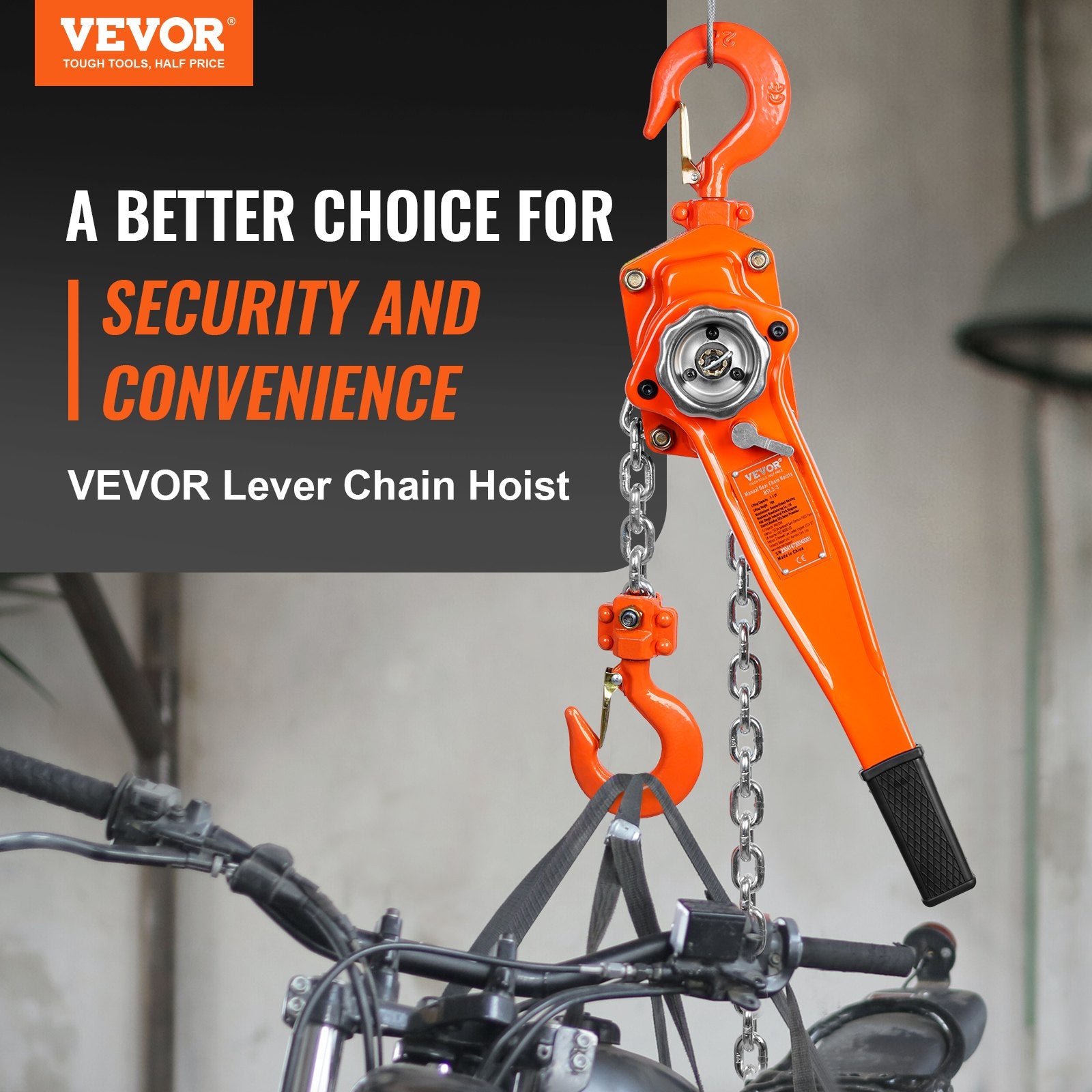Lifts & Hoists: VEVOR Manual Lever Chain Hoist, 1-1/2 Ton 3300 lbs Capacity 10 FT Come Along, G80 Galvanized Carbon Steel with Weston Double-Pawl Brake,Auto Chain Leading & 360° Rotation Hook, for Garage Factory Dock