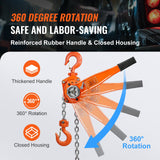 Lifts & Hoists: VEVOR Manual Lever Chain Hoist, 1-1/2 Ton 3300 lbs Capacity 10 FT Come Along, G80 Galvanized Carbon Steel with Weston Double-Pawl Brake,Auto Chain Leading & 360° Rotation Hook, for Garage Factory Dock