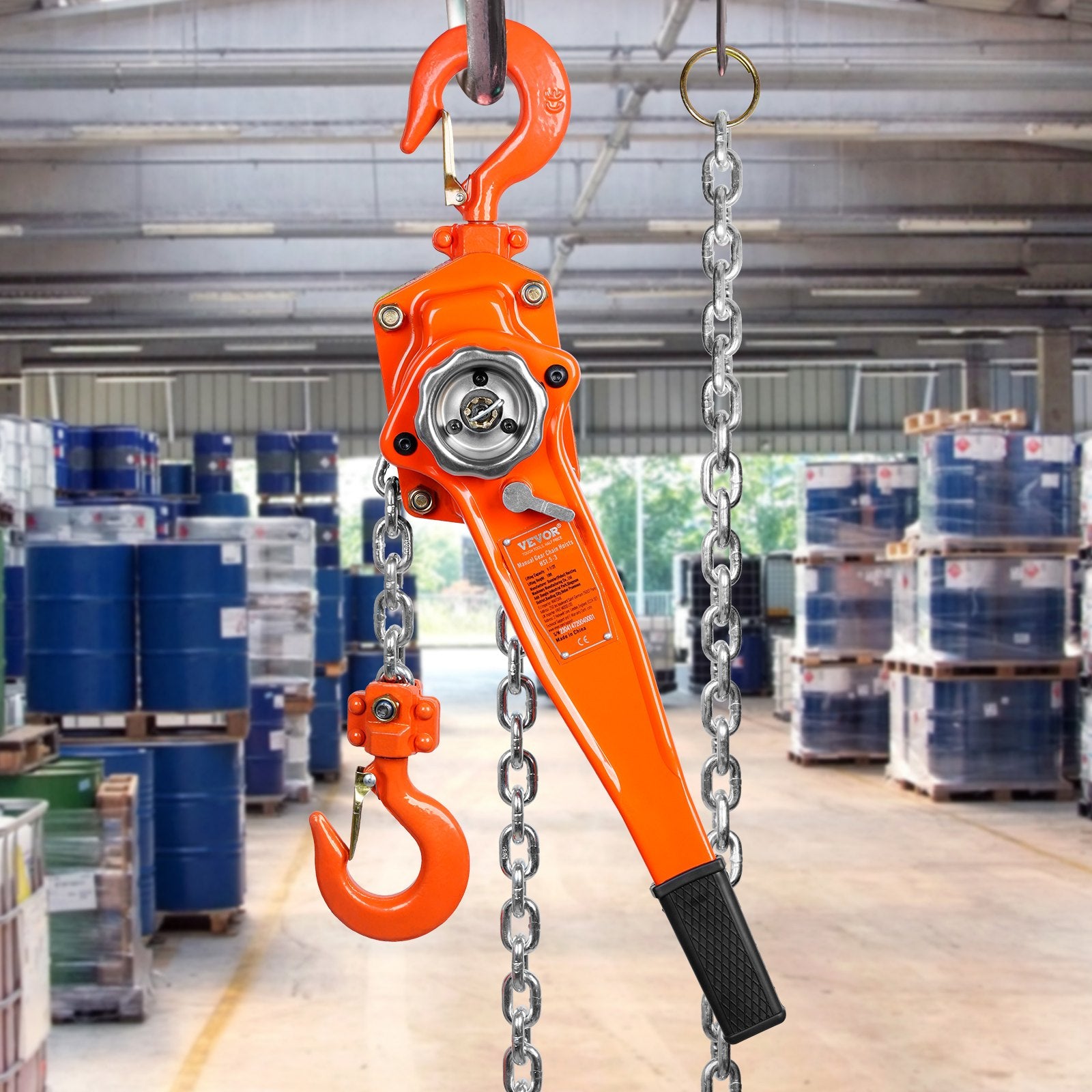 Lifts & Hoists: VEVOR Manual Lever Chain Hoist, 1-1/2 Ton 3300 lbs Capacity 10 FT Come Along, G80 Galvanized Carbon Steel with Weston Double-Pawl Brake,Auto Chain Leading & 360° Rotation Hook, for Garage Factory Dock