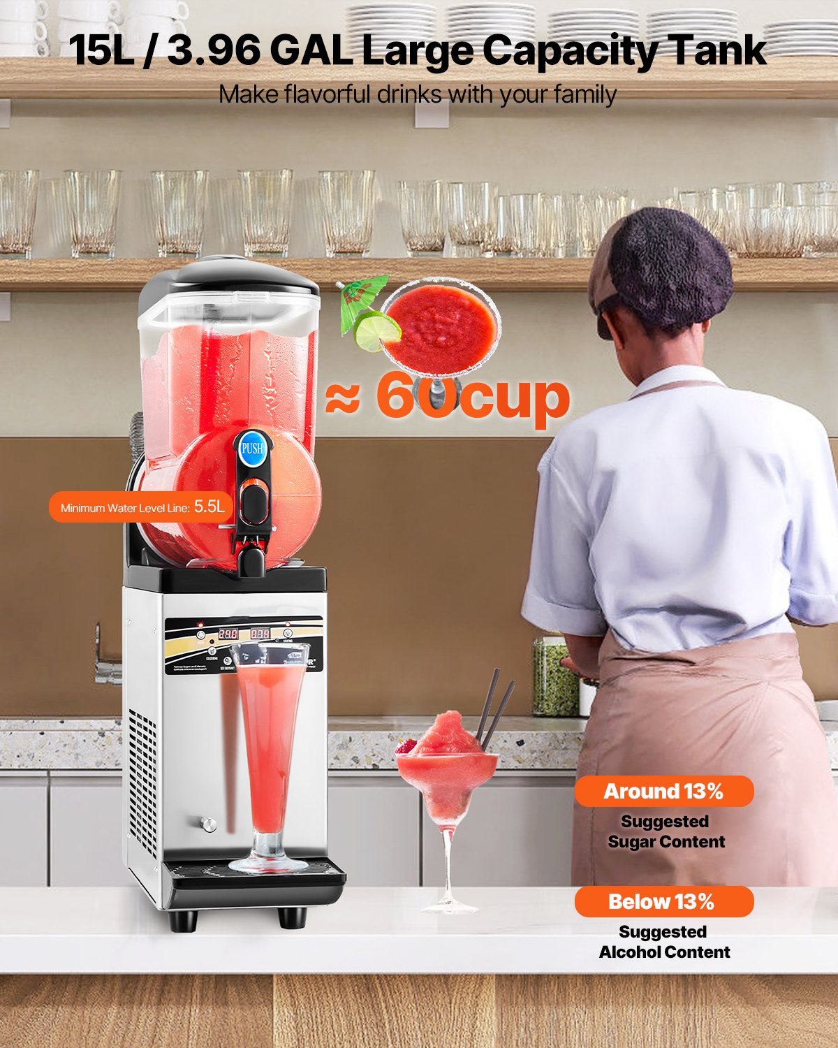 Commercial Slushy Machine 15L Margarita Smoothie Frozen Drink Maker