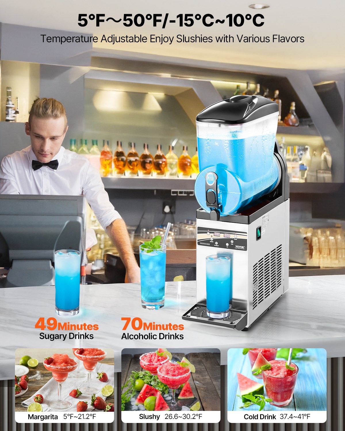Commercial Slushy Machine 15L Margarita Smoothie Frozen Drink Maker