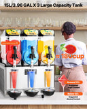 Food Storage: VEVOR Commercial Frozen Drink Maker, 15Lx3 Triple Tank Slushy Machine, 180 Cups Stainless Steel Margarita Smoothie Frozen Drink Machine, Slushie Maker for Home Party Restaurants Cafe Bars