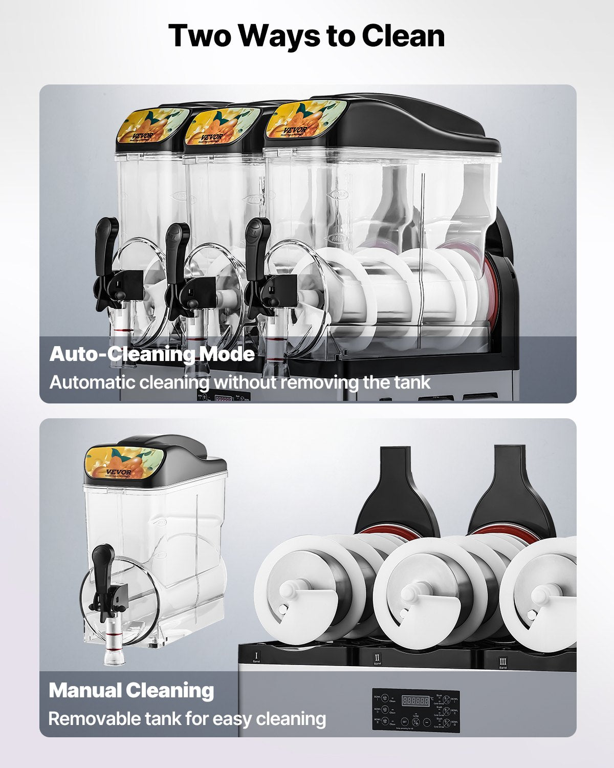 Food Storage: VEVOR Commercial Frozen Drink Maker, 15Lx3 Triple Tank Slushy Machine, 180 Cups Stainless Steel Margarita Smoothie Frozen Drink Machine, Slushie Maker for Home Party Restaurants Cafe Bars