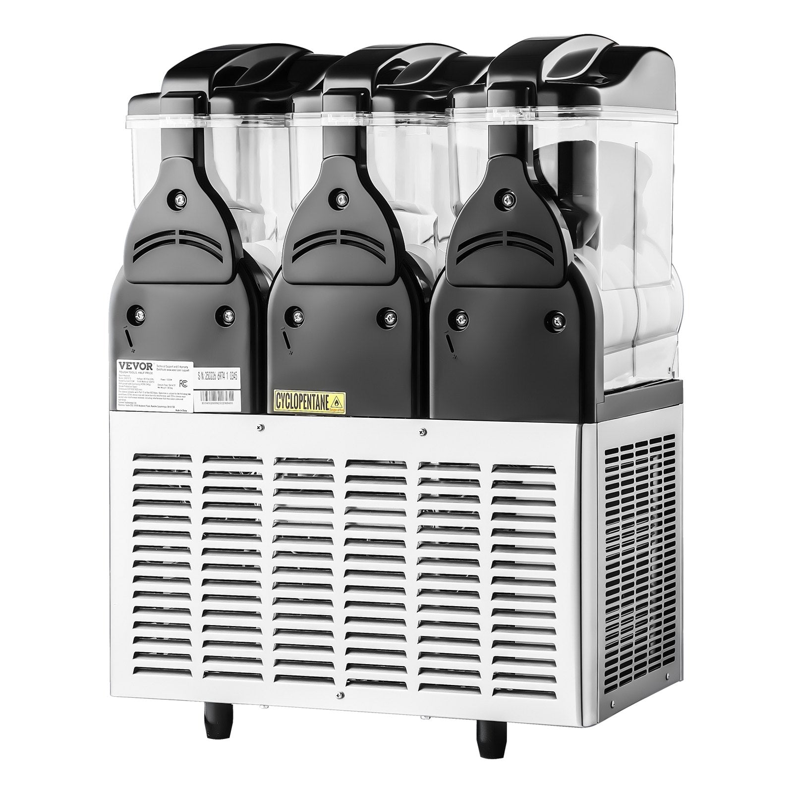 Food Storage: VEVOR Commercial Frozen Drink Maker, 15Lx3 Triple Tank Slushy Machine, 180 Cups Stainless Steel Margarita Smoothie Frozen Drink Machine, Slushie Maker for Home Party Restaurants Cafe Bars