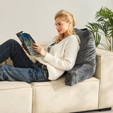 Pillows: VEVOR Reading Pillow, Large Size Bed Pillow with Shredded Memory Foam, Back Pillow with 3 Pockets and Washable Short Velvet Cloth, Top with Handle, for Watching TV, Reading, Gaming, Resting, Grey