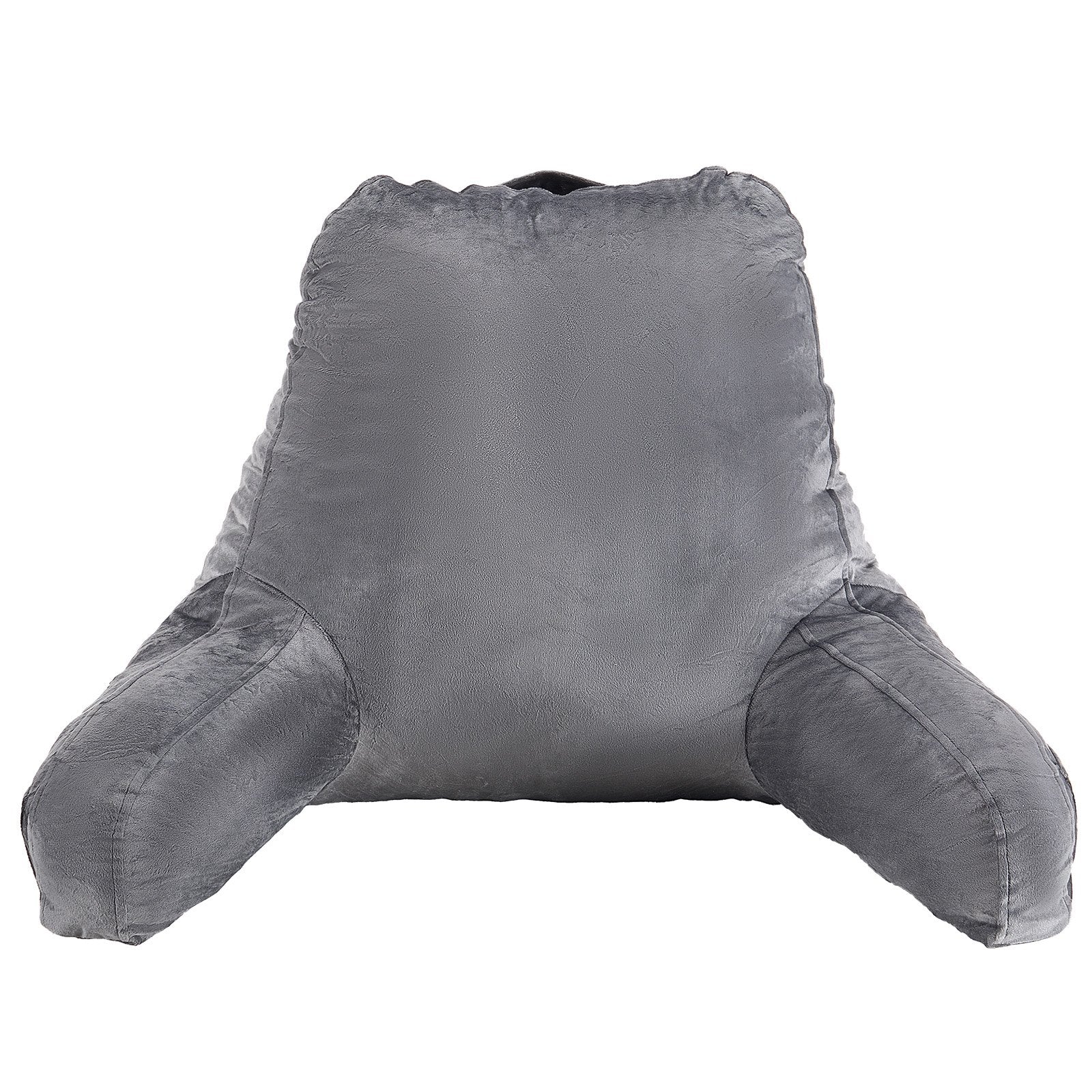 Pillows: VEVOR Reading Pillow, Large Size Bed Pillow with Shredded Memory Foam, Back Pillow with 3 Pockets and Washable Short Velvet Cloth, Top with Handle, for Watching TV, Reading, Gaming, Resting, Grey