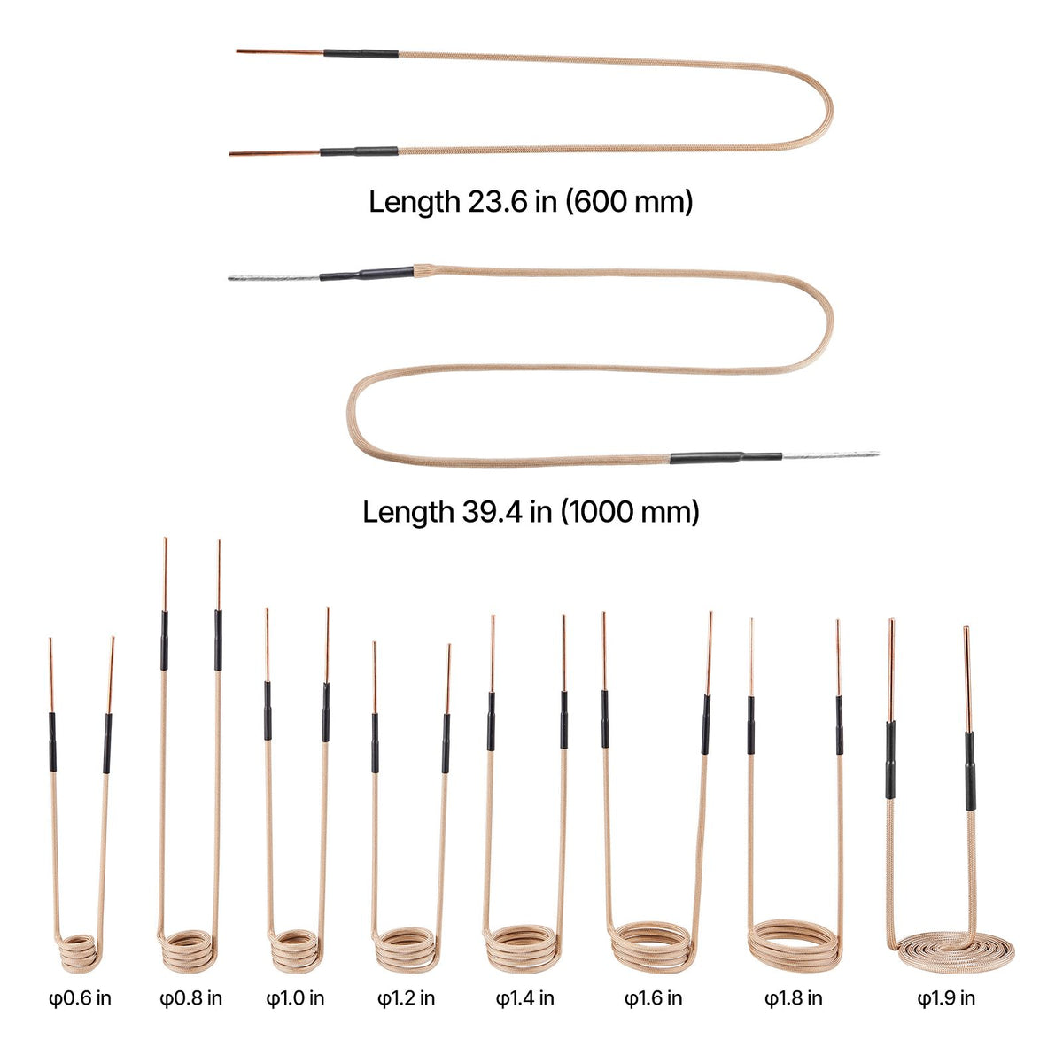 10Pcs Magnetic Induction Heater Coil, Inductor Heat Accessories, Mini Heater Coil Kit with Flexibility and Long Lifespan, for Removing Rusty Bolts and Nuts, 8 Coils + 1 U-Shaped + 1 Free Forming