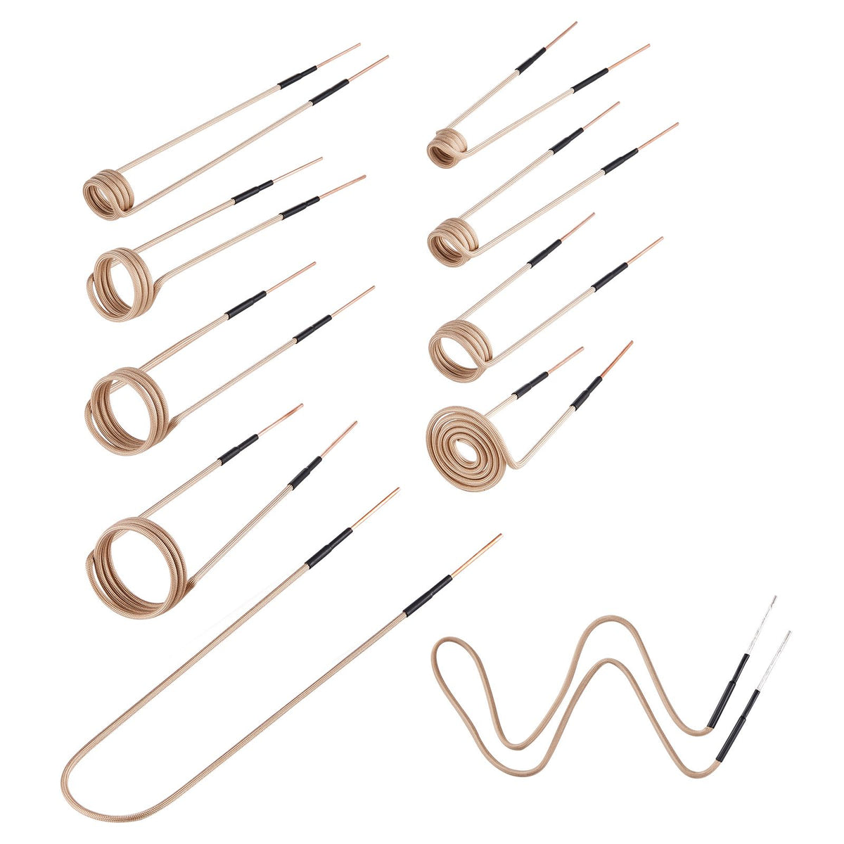10Pcs Magnetic Induction Heater Coil, Inductor Heat Accessories, Mini Heater Coil Kit with Flexibility and Long Lifespan, for Removing Rusty Bolts and Nuts, 8 Coils + 1 U-Shaped + 1 Free Forming