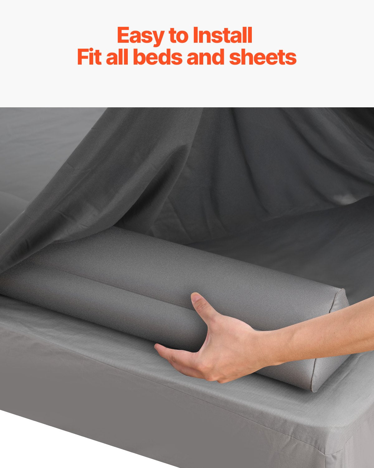 Restraints: VEVOR Bed Bumper for Toddlers, 47.4-inch Inflatable Bed Guard Rail with Hand Pump, Non-Slip Flocking Toddler Bedrail Bumper for Twin, Full, Queen & King Beds, Lightweight and Portable (2 Packs)