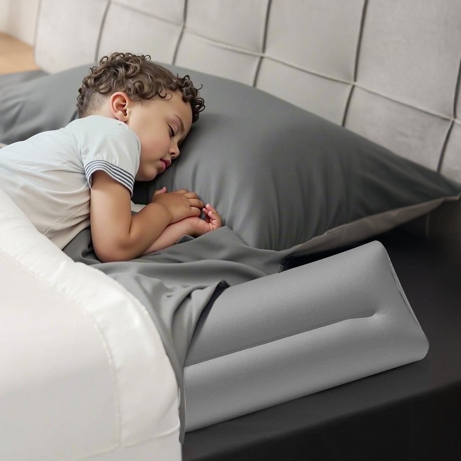 Restraints: VEVOR Bed Bumper for Toddlers, 47.4-inch Inflatable Bed Guard Rail with Hand Pump, Non-Slip Flocking Toddler Bedrail Bumper for Twin, Full, Queen & King Beds, Lightweight and Portable (2 Packs)