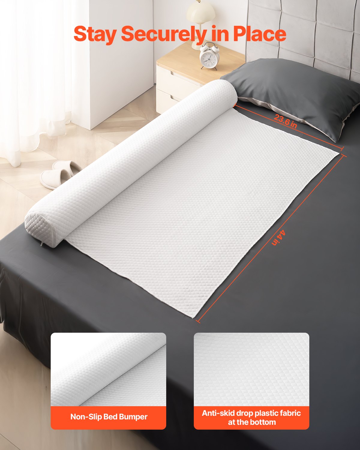 Restraints: VEVOR Bed Bumper for Toddlers, 52-inch Inflatable Bed Guard Rail with Safety Flap, 2-Pack Toddler Bedrail Bumpers with Non-Slip Bottom & Machine-Washable Cover for Twin, Full, Queen and King Beds