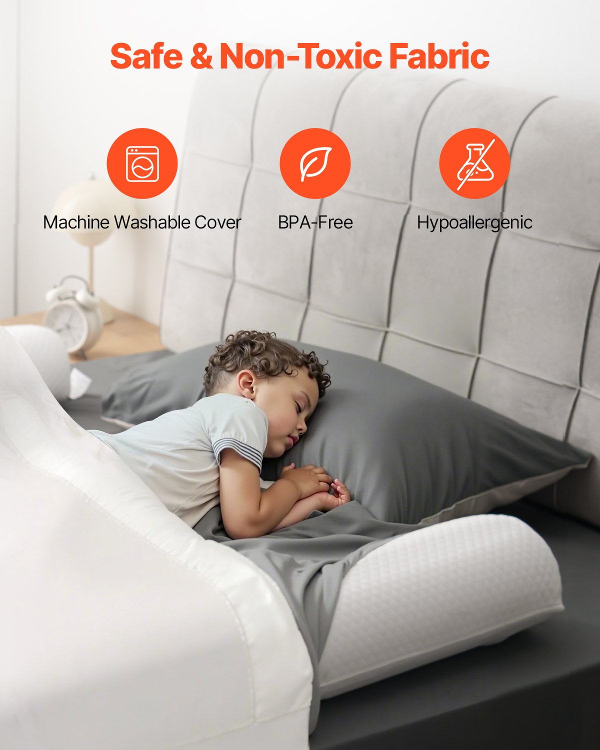 Restraints: VEVOR Bed Bumper for Toddlers, 52-inch Inflatable Bed Guard Rail with Safety Flap, 2-Pack Toddler Bedrail Bumpers with Non-Slip Bottom & Machine-Washable Cover for Twin, Full, Queen and King Beds