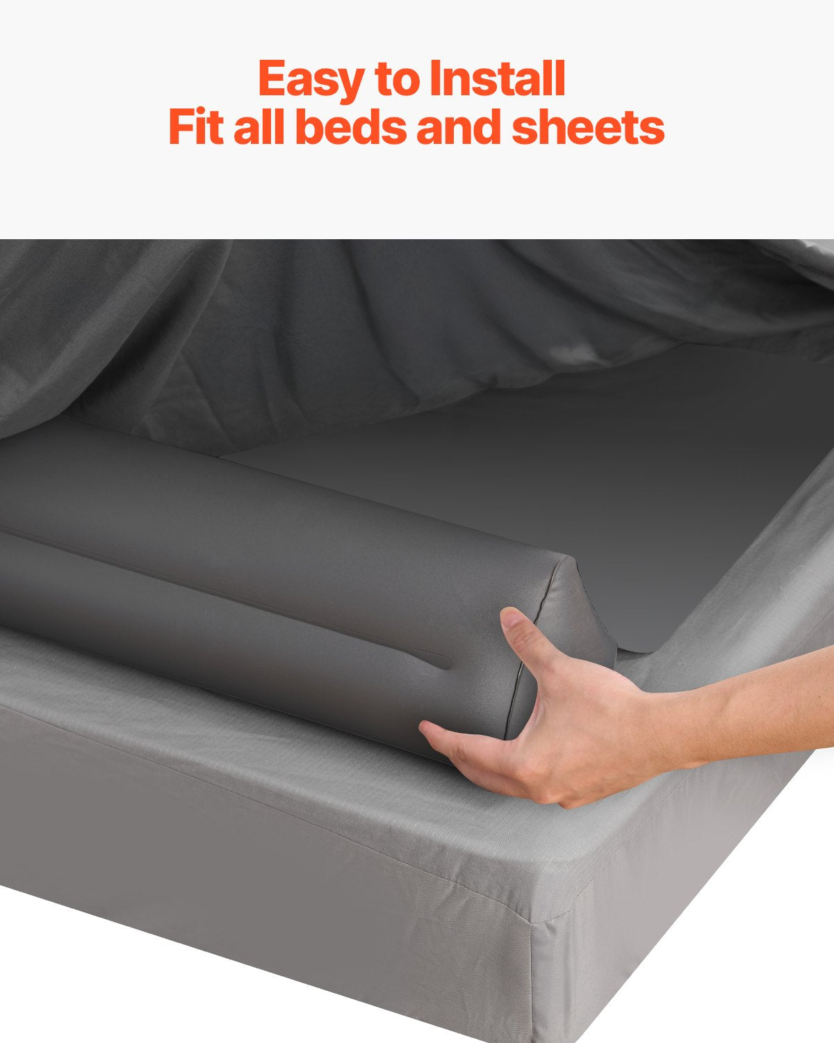 Restraints: VEVOR Bed Bumper for Toddlers, 52-inch Inflatable Bed Guard Rail with Safety Flap, Non-Slip TPU Toddler Bedrail Bumper for Twin, Full, Queen King Beds, Lightweight & Portable for Home Travel (2 Packs)