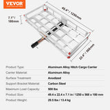 Cleaning & Care: VEVOR 49.4 x 22.4 x 7.1 in Hitch Cargo Carrier, 500lb Capacity Trailer Hitch Mount Aluminum Cargo Basket, Luggage Carrier Rack Fits 2" Hitch Receiver for SUV Truck Pickup Camping