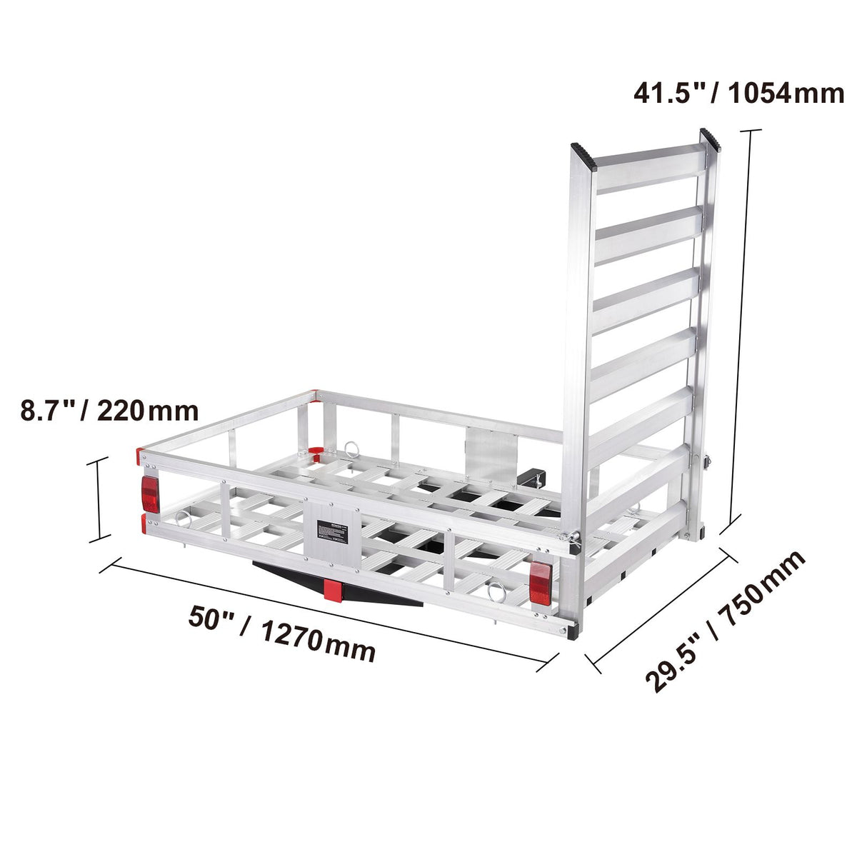 50 x 29.5 x 8.7 in Hitch Cargo Carrier, 500lb Capacity Trailer Hitch Mount Aluminum Cargo Basket with Folding Ramp, Luggage Carrier Rack Fits 2" Hitch Receiver for SUV Truck Pickup Camping