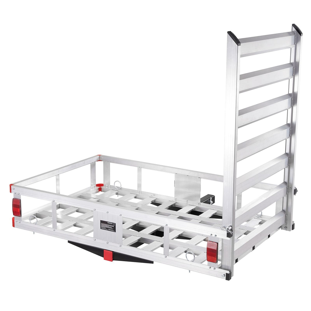50 x 29.5 x 8.7 in Hitch Cargo Carrier, 500lb Capacity Trailer Hitch Mount Aluminum Cargo Basket with Folding Ramp, Luggage Carrier Rack Fits 2" Hitch Receiver for SUV Truck Pickup Camping