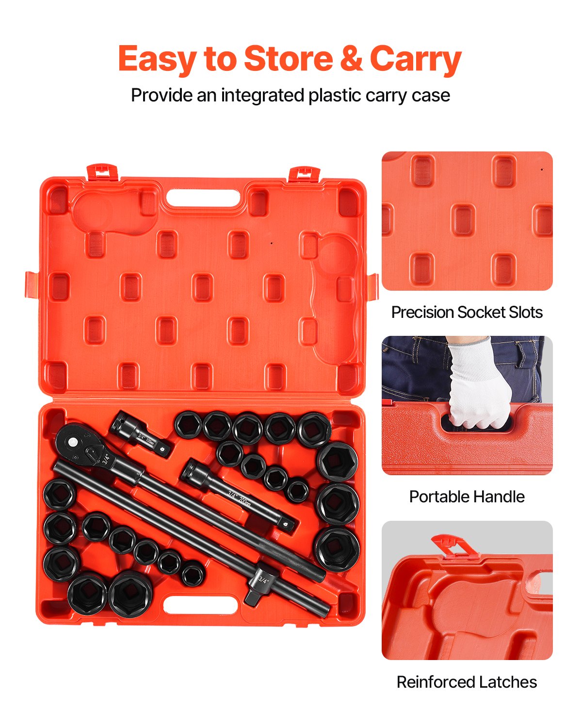 Automotive Repair & Speciality Tools: Impact Socket Set 3/4 Inches 27 Piece SAE 7/8 to 2 Inches and Metric 22 to 50 mm