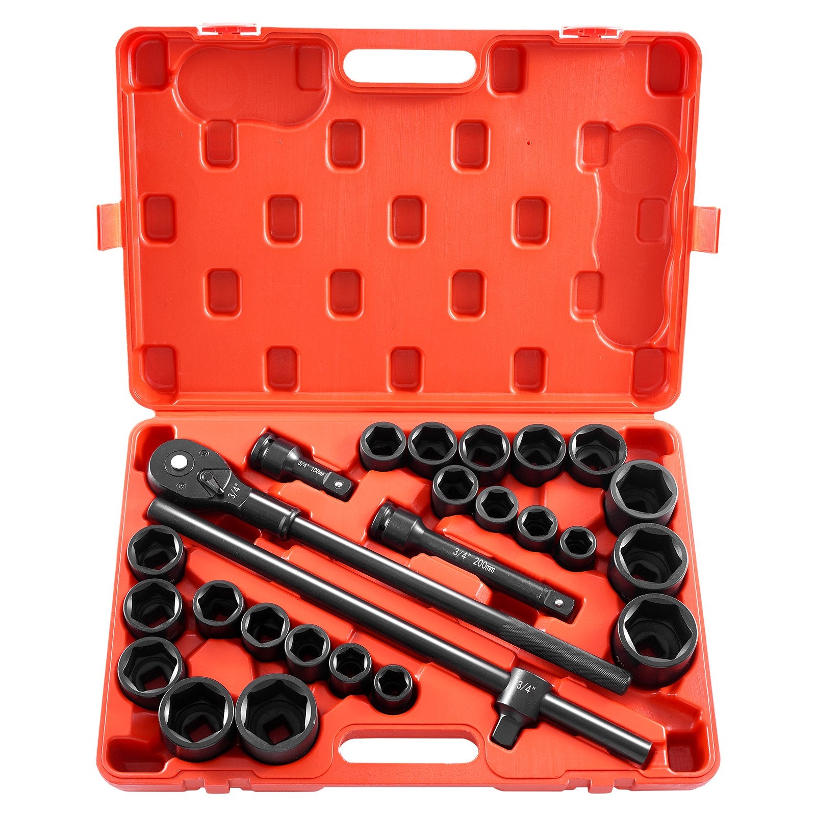 Automotive Repair & Speciality Tools: Impact Socket Set 3/4 Inches 27 Piece SAE 7/8 to 2 Inches and Metric 22 to 50 mm