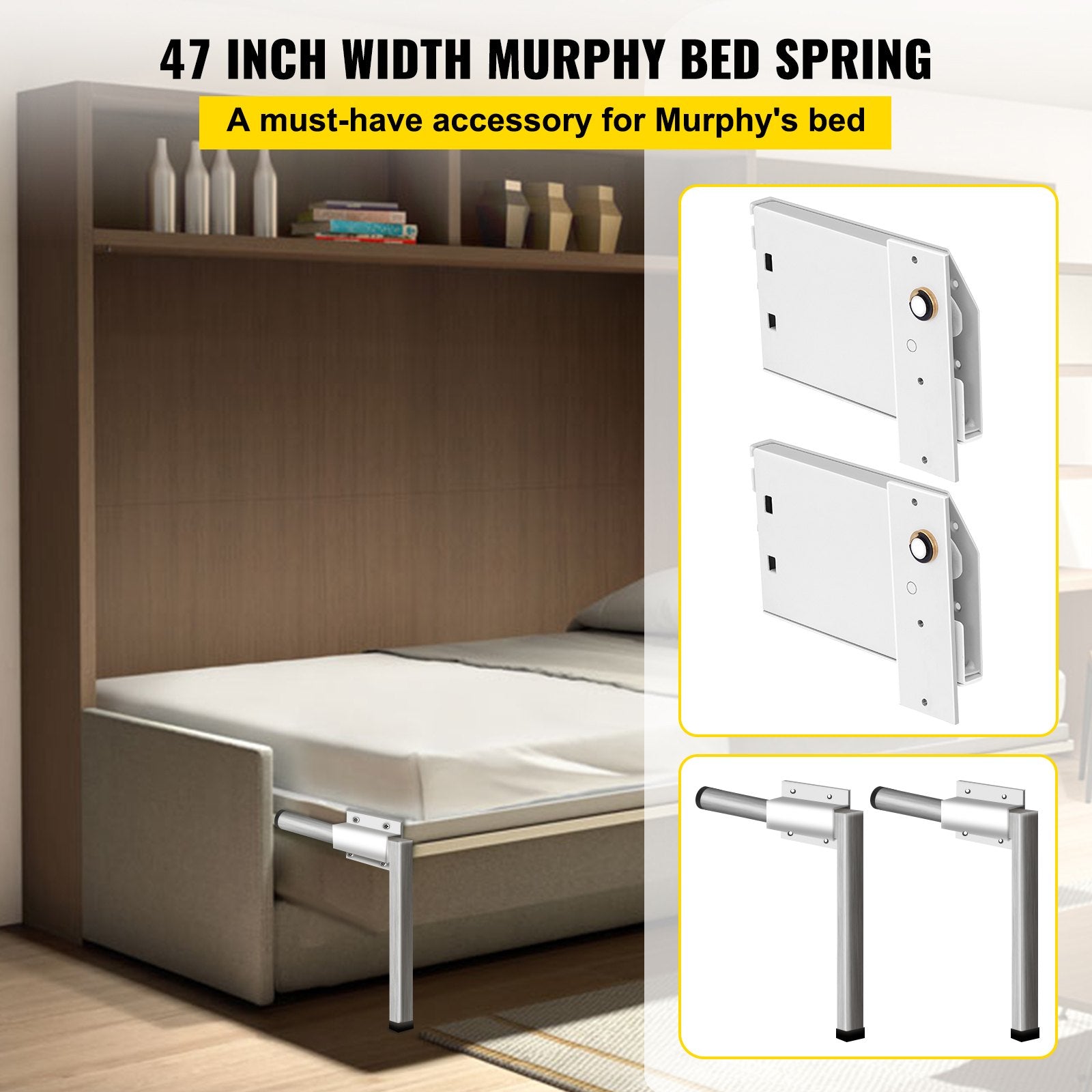 Beds & Bed Frames: VEVOR DIY Murphy Bed Springs Mechanism Hardware Kit Horizontal for Twin Size Bed