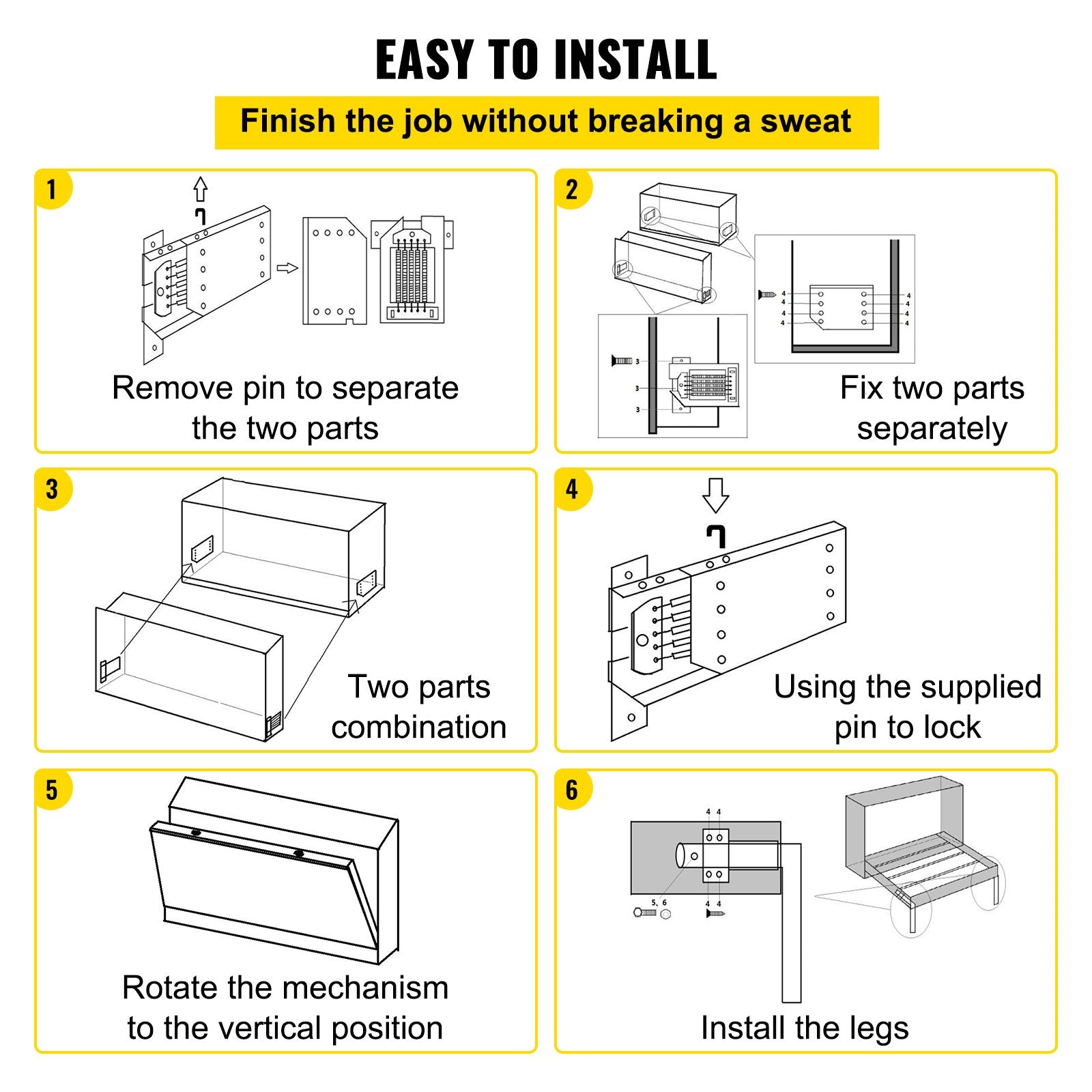 Beds & Bed Frames: VEVOR DIY Murphy Bed Springs Mechanism Hardware Kit Horizontal for Twin Size Bed