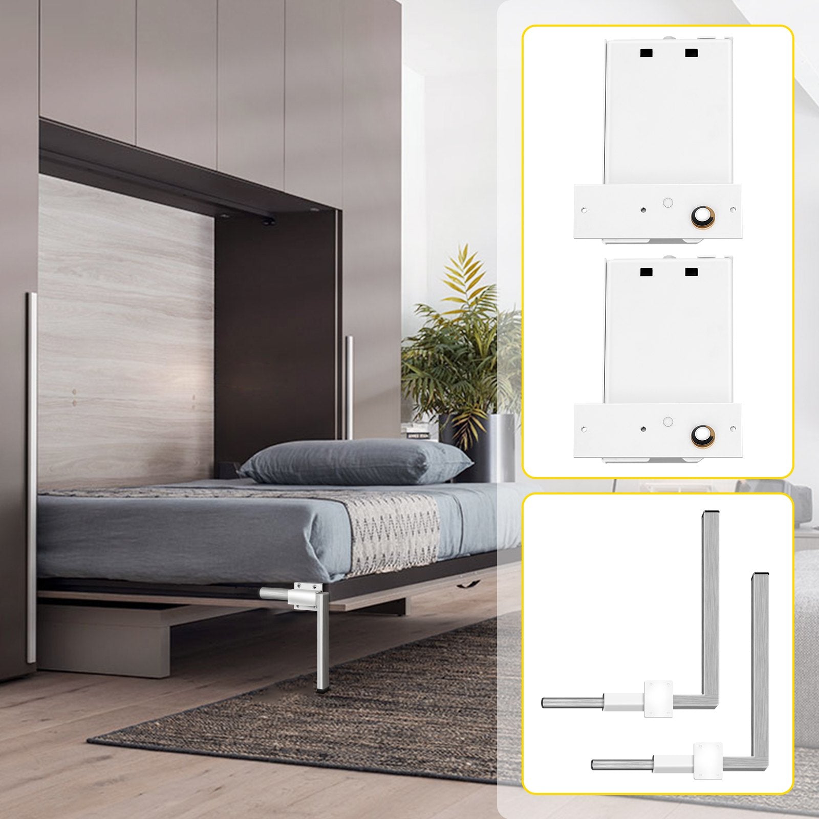 Beds & Bed Frames: VEVOR DIY Murphy Bed Springs Mechanism Hardware Kit Horizontal for Twin Size Bed