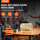 Board Games: VEVOR Raffle Drum, 11.6 x Ø7.48 inch Brass Plated Raffle Ticket Spinning Cage, Holds 2500 Tickets or 100 Ping Pong Balls, Metal Lottery Spinning Drawing with Wooden Turning Handle, for Bingo Ballot Pa
