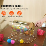 Board Games: VEVOR Raffle Drum, 11.6 x Ø7.48 inch Brass Plated Raffle Ticket Spinning Cage, Holds 2500 Tickets or 100 Ping Pong Balls, Metal Lottery Spinning Drawing with Wooden Turning Handle, for Bingo Ballot Pa