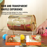Board Games: VEVOR Raffle Drum, 11.6 x Ø7.48 inch Brass Plated Raffle Ticket Spinning Cage, Holds 2500 Tickets or 100 Ping Pong Balls, Metal Lottery Spinning Drawing with Wooden Turning Handle, for Bingo Ballot Pa