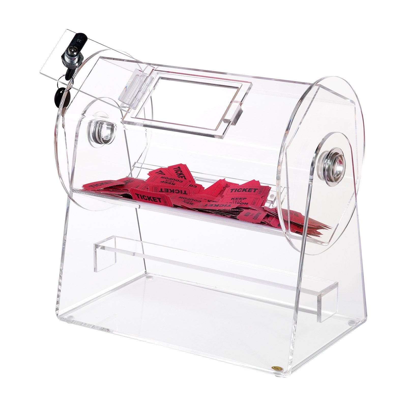 Board Games: VEVOR Acrylic Raffle Drum, Holds 2500 Tickets or 100 Raffle Balls, Professional Raffle Ticket Spinning Cage with 2 Keys, Transparent Lottery Spinning Drawing, Raffle Ticket Box for Lottery Games Bingo