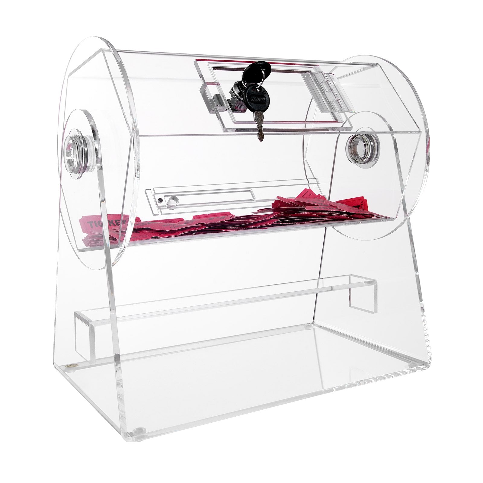 Board Games: VEVOR Acrylic Raffle Drum, Holds 2500 Tickets or 100 Raffle Balls, Professional Raffle Ticket Spinning Cage with 2 Keys, Transparent Lottery Spinning Drawing, Raffle Ticket Box for Lottery Games Bingo