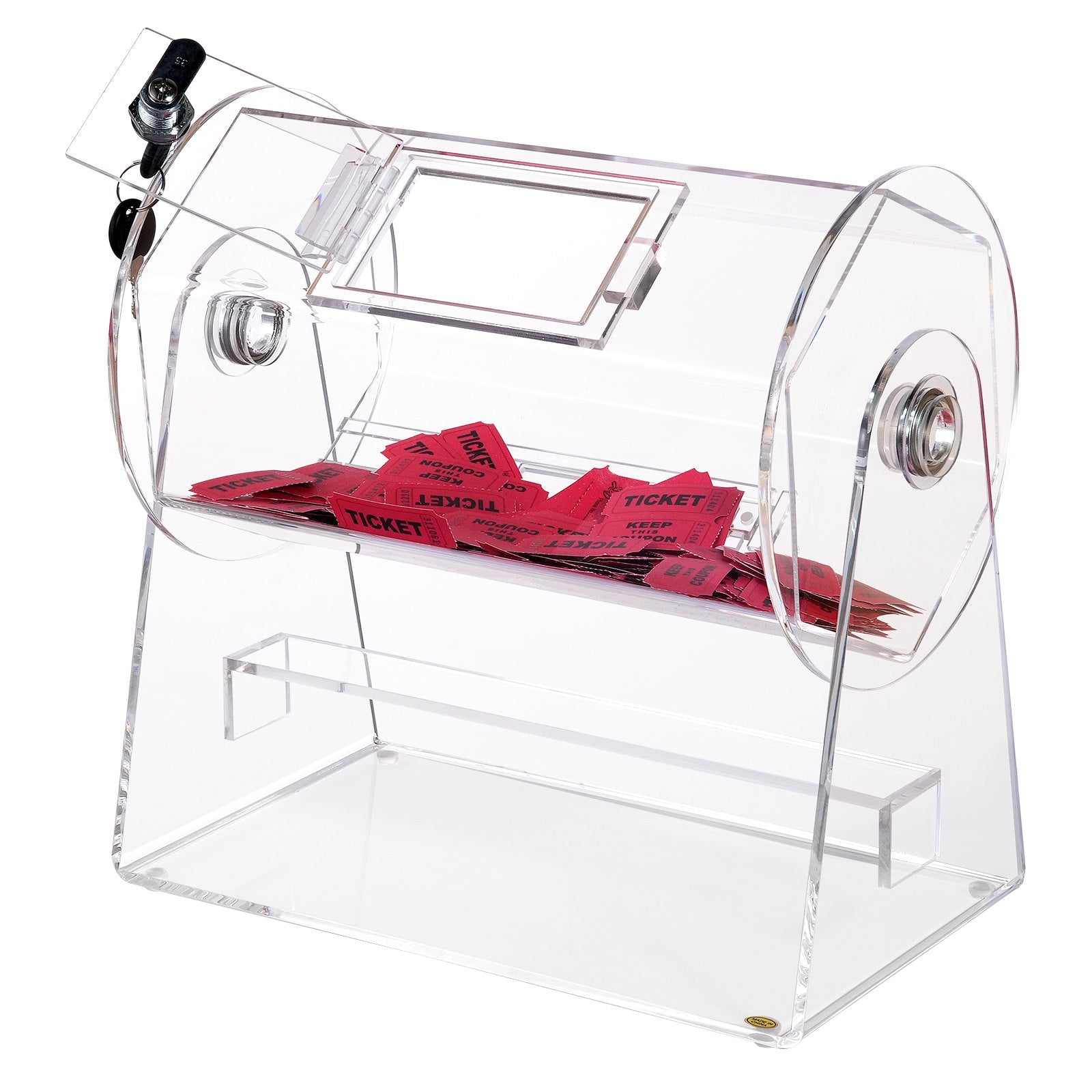 Board Games: VEVOR Acrylic Raffle Drum, Holds 2500 Tickets or 100 Raffle Balls, Professional Raffle Ticket Spinning Cage with 2 Keys, Transparent Lottery Spinning Drawing, Raffle Ticket Box for Lottery Games Bingo