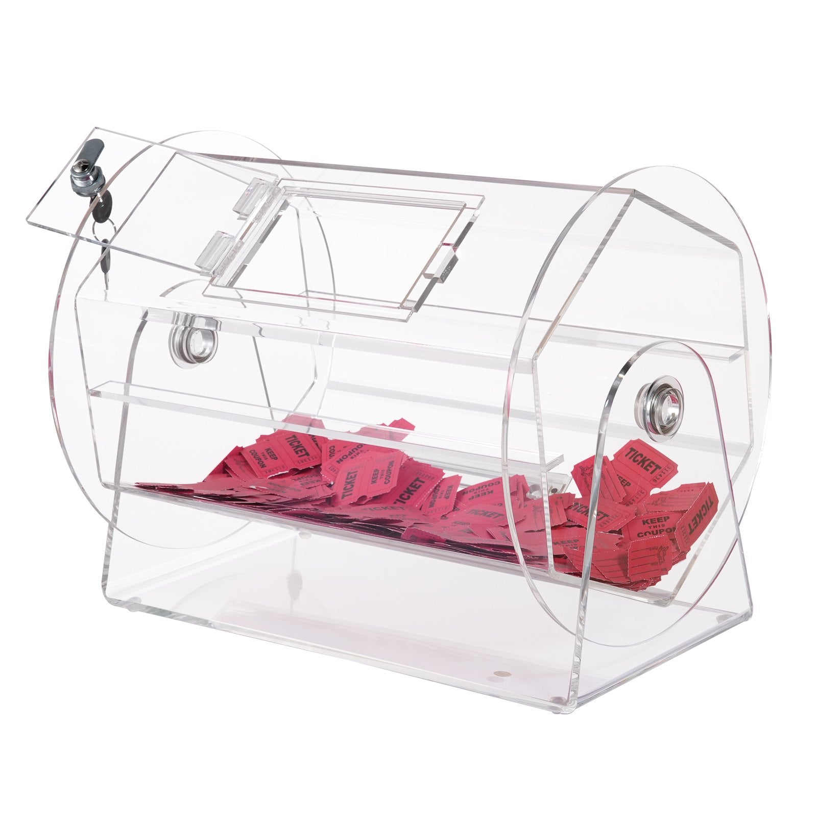 Card Games: VEVOR Acrylic Raffle Drum, Holds 5000 Tickets or 200 Raffle Balls, Professional Raffle Ticket Spinning Cage with 2 Keys, Transparent Lottery Spinning Drawing, Raffle Ticket Box for Lottery Games Bingo