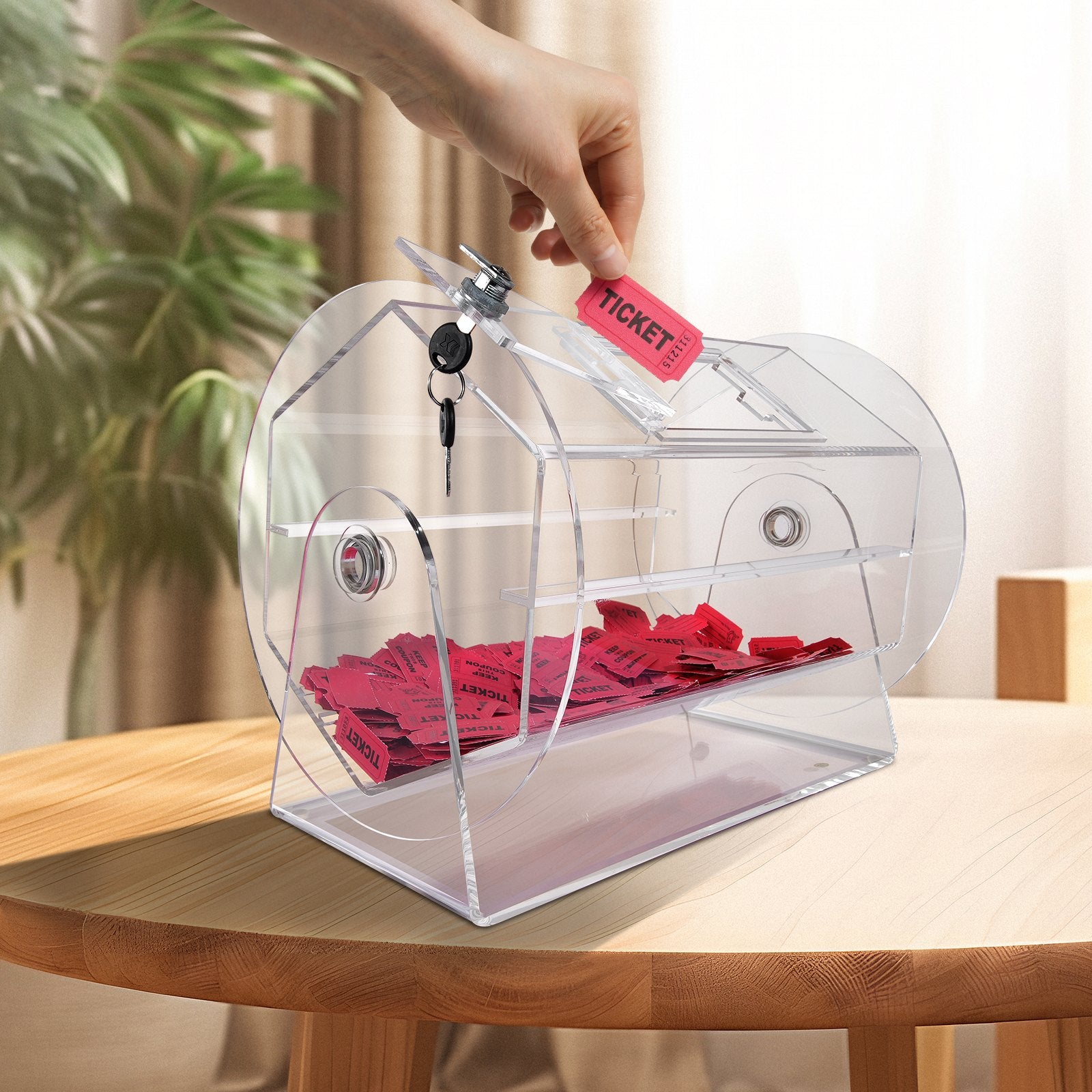 Card Games: VEVOR Acrylic Raffle Drum, Holds 5000 Tickets or 200 Raffle Balls, Professional Raffle Ticket Spinning Cage with 2 Keys, Transparent Lottery Spinning Drawing, Raffle Ticket Box for Lottery Games Bingo