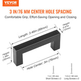 Kitchen & Bathroom DIY: VEVOR 30 Pack Cabinet Pulls, 3in / 76mm Center to Center Slim Square Kitchen Cabinet Drawer, Stainless Steel Modern Kitchen Cupboard Door Handles for Kitchen Bathroom Bar Hardware Matte Black
