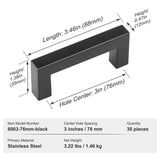 Kitchen & Bathroom DIY: VEVOR 30 Pack Cabinet Pulls, 3in / 76mm Center to Center Slim Square Kitchen Cabinet Drawer, Stainless Steel Modern Kitchen Cupboard Door Handles for Kitchen Bathroom Bar Hardware Matte Black