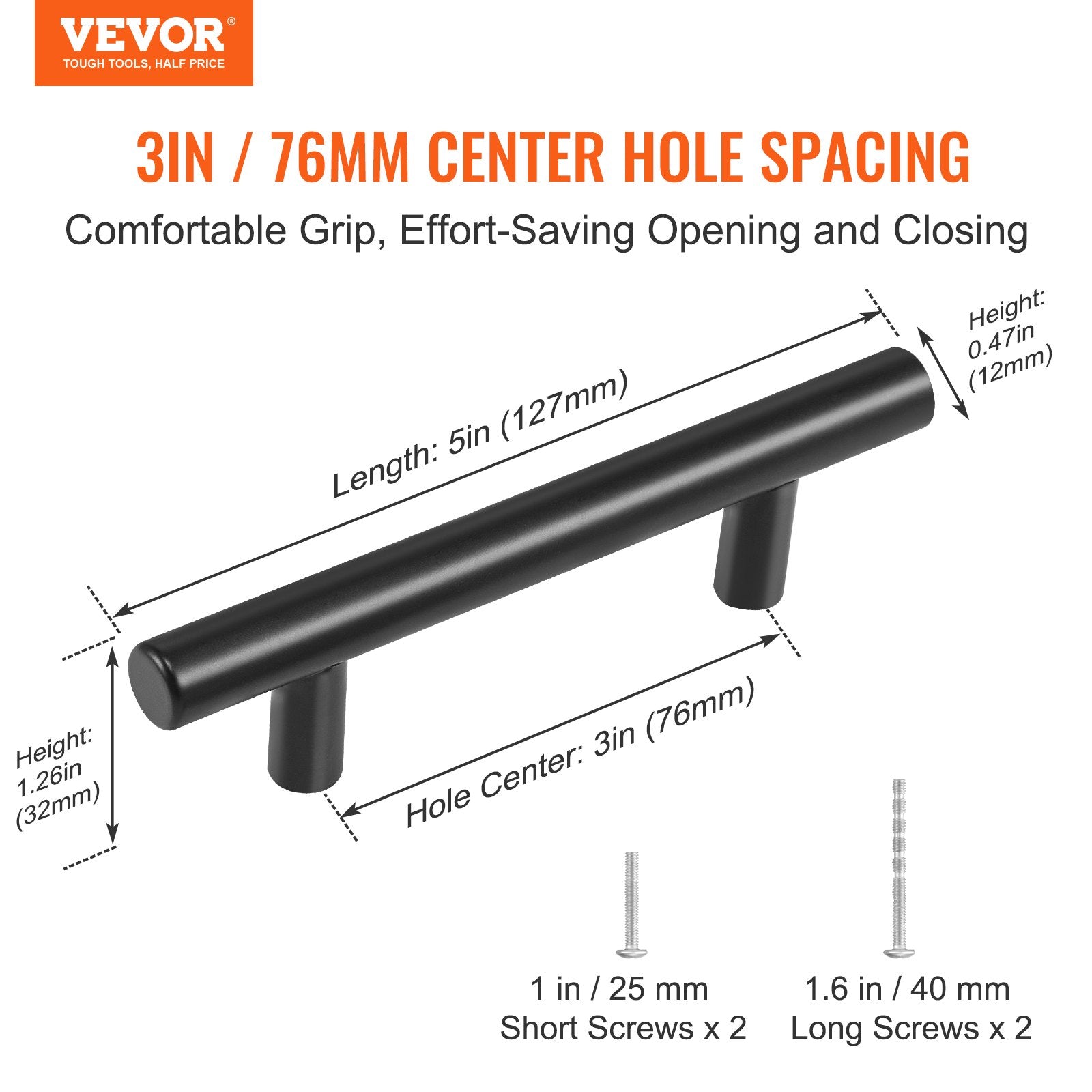 Kitchen & Bathroom DIY: VEVOR 30 Pack Cabinet Pulls, 3in / 76mm Center to Center Slim Kitchen Cabinet Drawer, Stainless Steel Modern Kitchen Cupboard Door Handles for Kitchen Bathroom Bar Hardware Matte Black