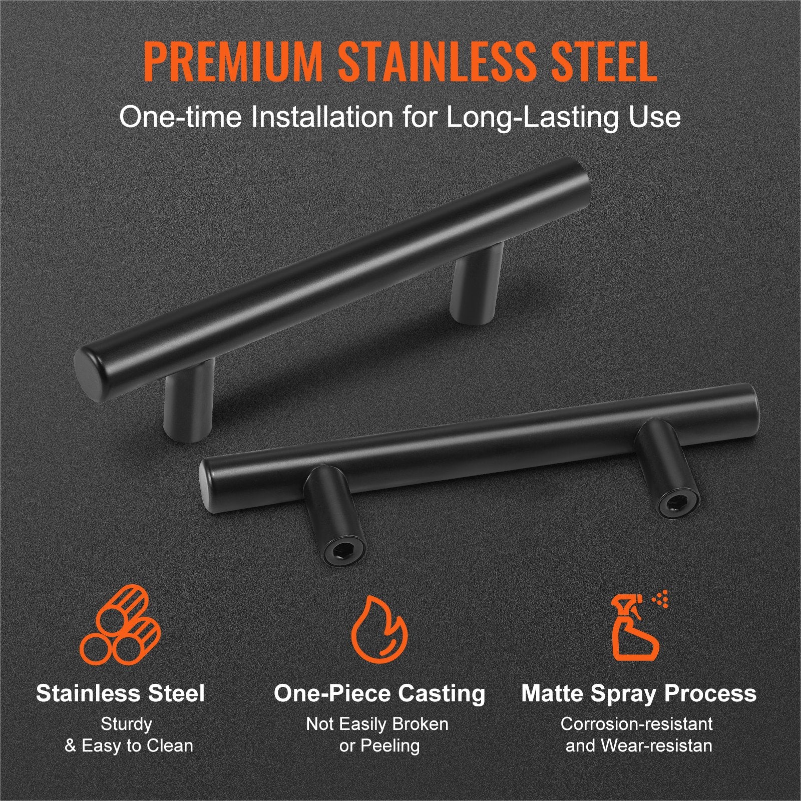 Kitchen & Bathroom DIY: VEVOR 30 Pack Cabinet Pulls, 3in / 76mm Center to Center Slim Kitchen Cabinet Drawer, Stainless Steel Modern Kitchen Cupboard Door Handles for Kitchen Bathroom Bar Hardware Matte Black