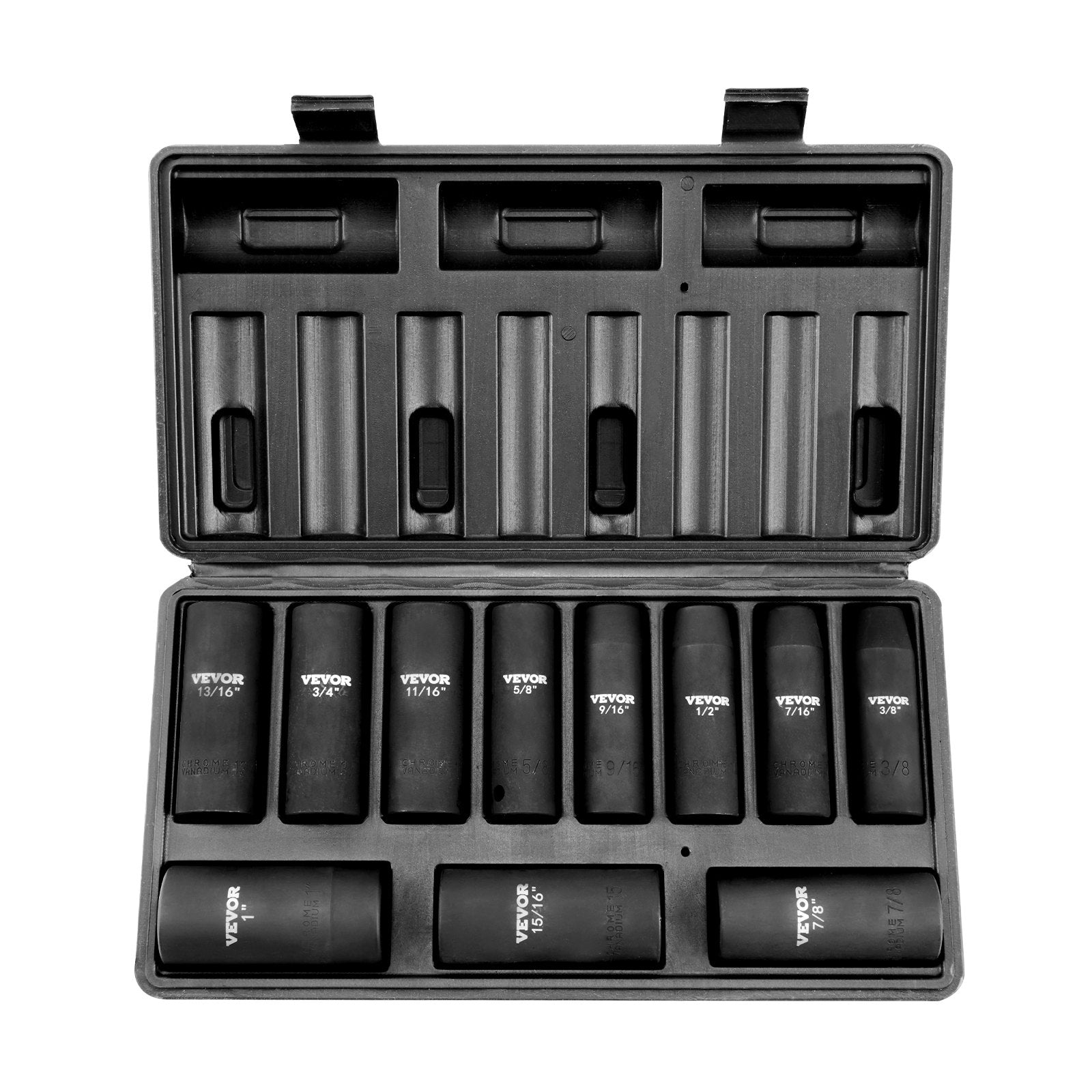 Automotive Repair & Speciality Tools: VEVOR 1/2" Drive Impact Socket Set, 11 Piece Deep Socket Set SAE 3/8"-1", 6 Point CR-V Alloy Steel for Auto Repair, Easy-to-Read Size Markings, Rugged Construction, Includes Storage Case