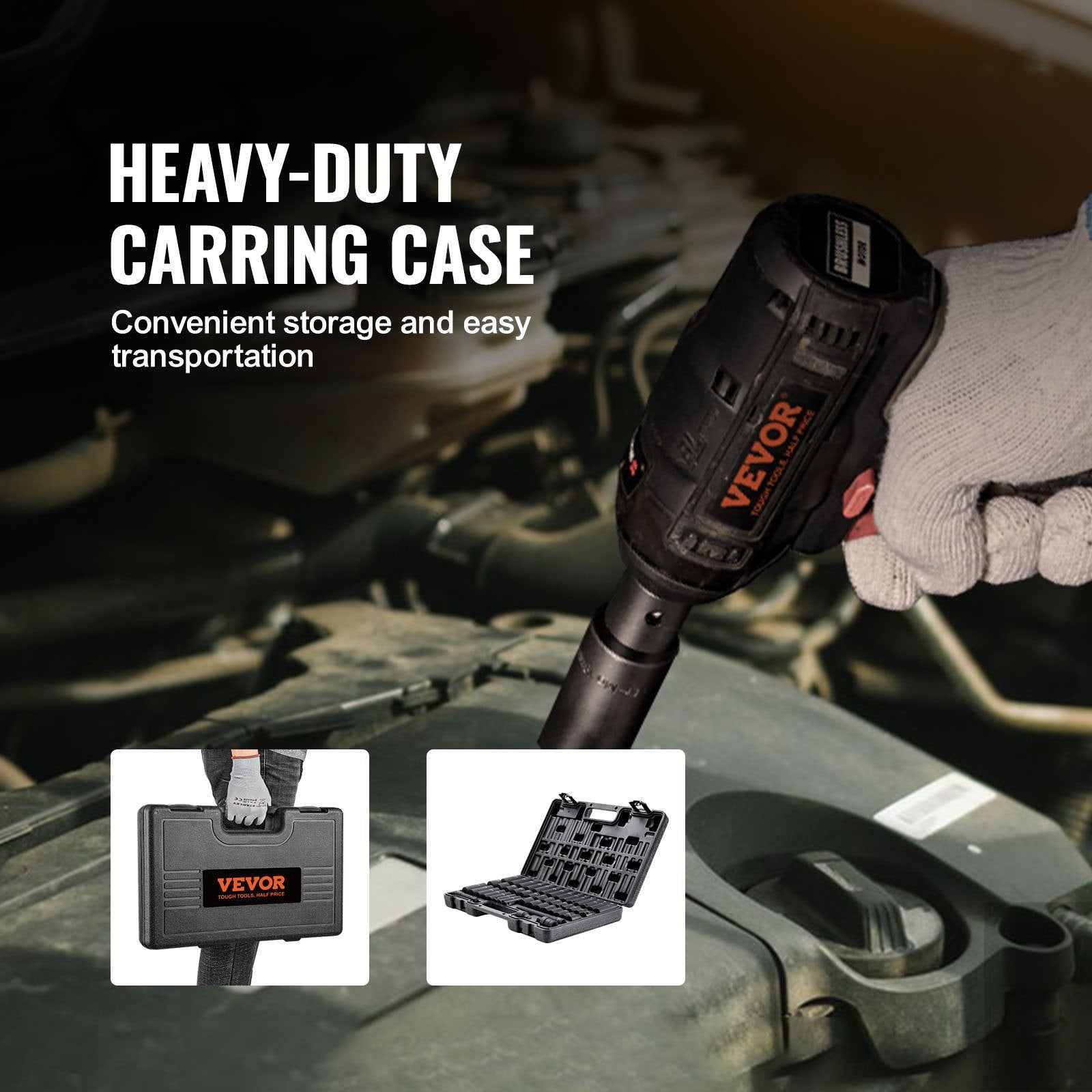Work Safety Protective Equipment: VEVOR 3/8" Drive Impact Socket Set, 48 Piece Socket Set SAE （5/16" -3/4"） & Metric （8-22mm）6 Point Cr-V Drive Extension Bar Universal Joint & Power Drill Adapter Includes Storage Case