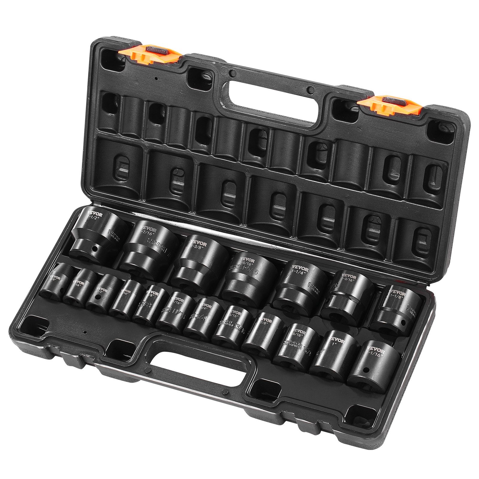 Tool Sockets: VEVOR Impact Socket Set 1/2 Inches 19 Piece Impact Sockets, Standard Socket Assortment, 1/2 Inches Drive Socket Set Impact Standard SAE (3/8 Inches to 1-1/2 Inches) 6-point Hex Sockets