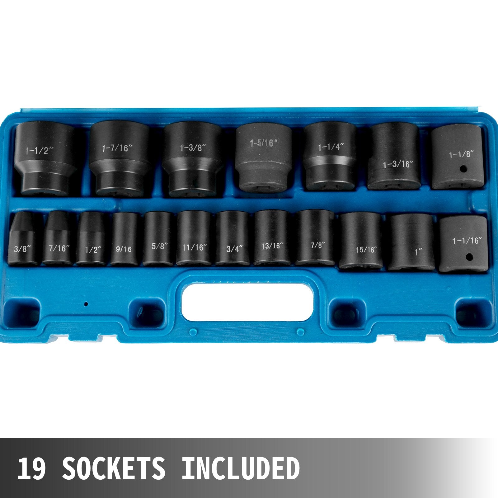 Tool Sockets: VEVOR Impact Socket Set 1/2 Inches 19 Piece Impact Sockets, Standard Socket Assortment, 1/2 Inches Drive Socket Set Impact Standard SAE (3/8 Inches to 1-1/2 Inches) 6-point Hex Sockets