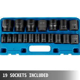 Tool Sockets: VEVOR Impact Socket Set 1/2 Inches 19 Piece Impact Sockets, Standard Socket Assortment, 1/2 Inches Drive Socket Set Impact Standard SAE (3/8 Inches to 1-1/2 Inches) 6-point Hex Sockets
