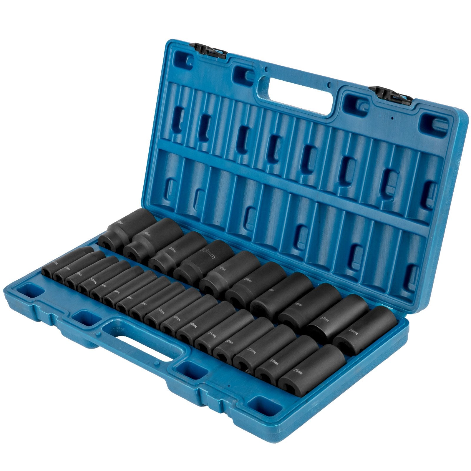 Tool Sockets: VEVOR Impact Sockets Set 1/2 Inch Drive 26 PCS Metric 10mm - 36mm Deep 6-Point Set