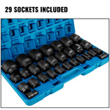 Tool Sockets: VEVOR Impact Socket Set 3/4 Inches 29 Piece Impact Sockets, 6-Point Sockets, Rugged Construction, CR-M0, 3/4 Inches Drive Socket Set Impact SAE 3/4 inch - 2-1/2 inch, with a Storage Cage