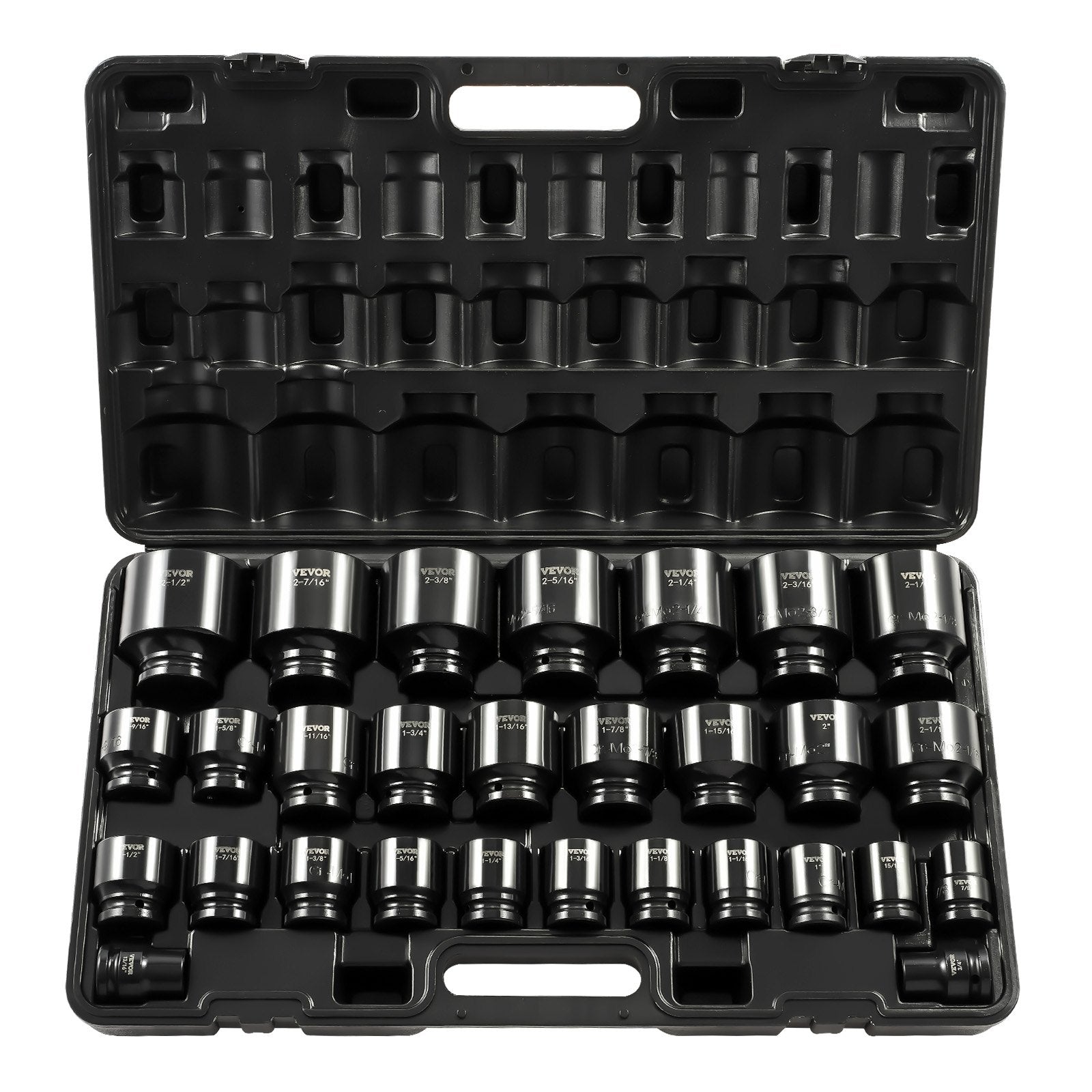 Impact Socket Set 3/4 Inches 29 Piece Impact Sockets, 6-Point Sockets, Rugged Construction, CR-M0, 3/4 Inches Drive Socket Set Impact SAE 3/4 inch - 2-1/2 inch, with a Storage Cage