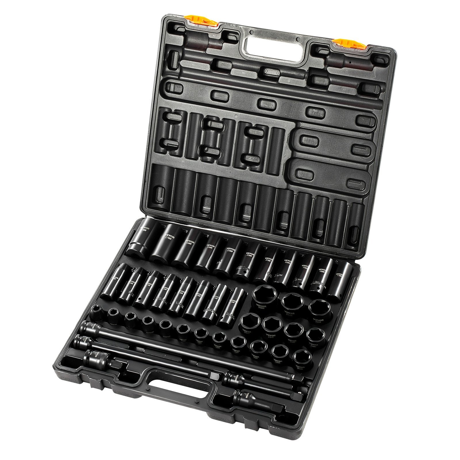 Tool Sockets: VEVOR Impact Socket Set 43 Piece Impact Sockets, Standard Socket Assortment, Drive Socket Set 6-Point Sockets Metric 9-30mm (Standard/Deep)
