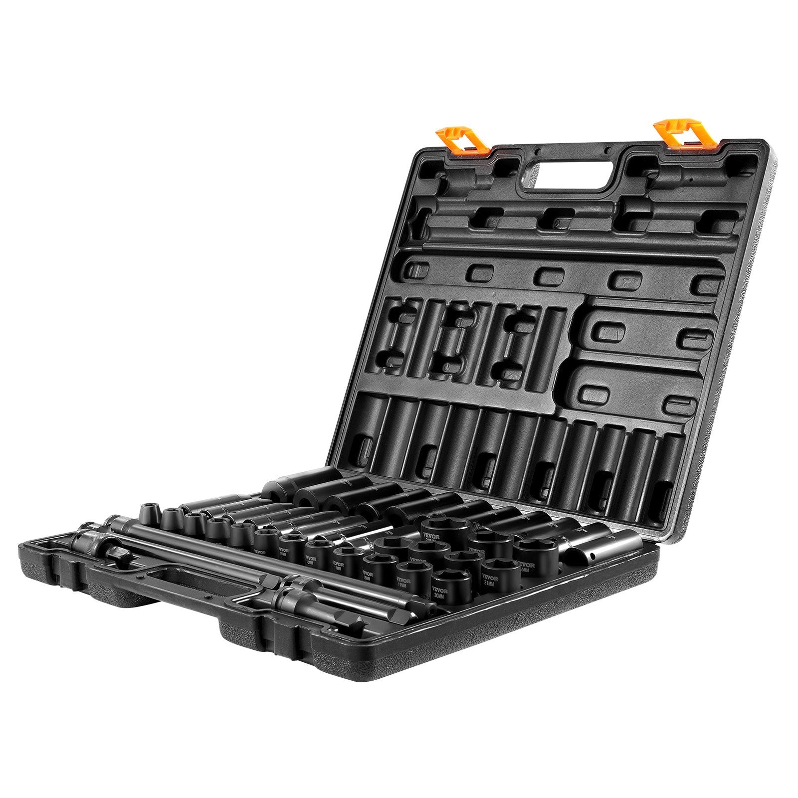 Tool Sockets: VEVOR Impact Socket Set 43 Piece Impact Sockets, Standard Socket Assortment, Drive Socket Set 6-Point Sockets Metric 9-30mm (Standard/Deep)