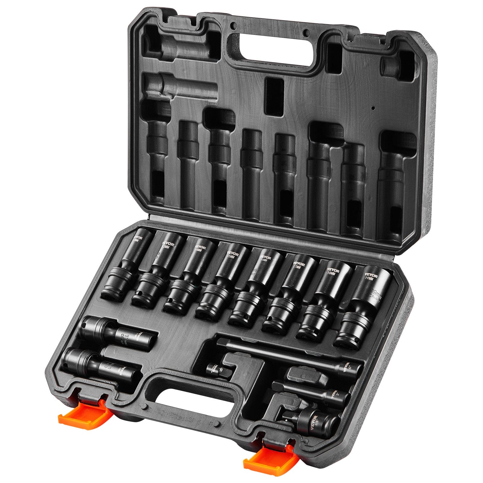 Tool Sockets: VEVOR 360 Degree Swivel Impact Sockets Set 14pcs 6-Point 3/8in Drive Socket Set