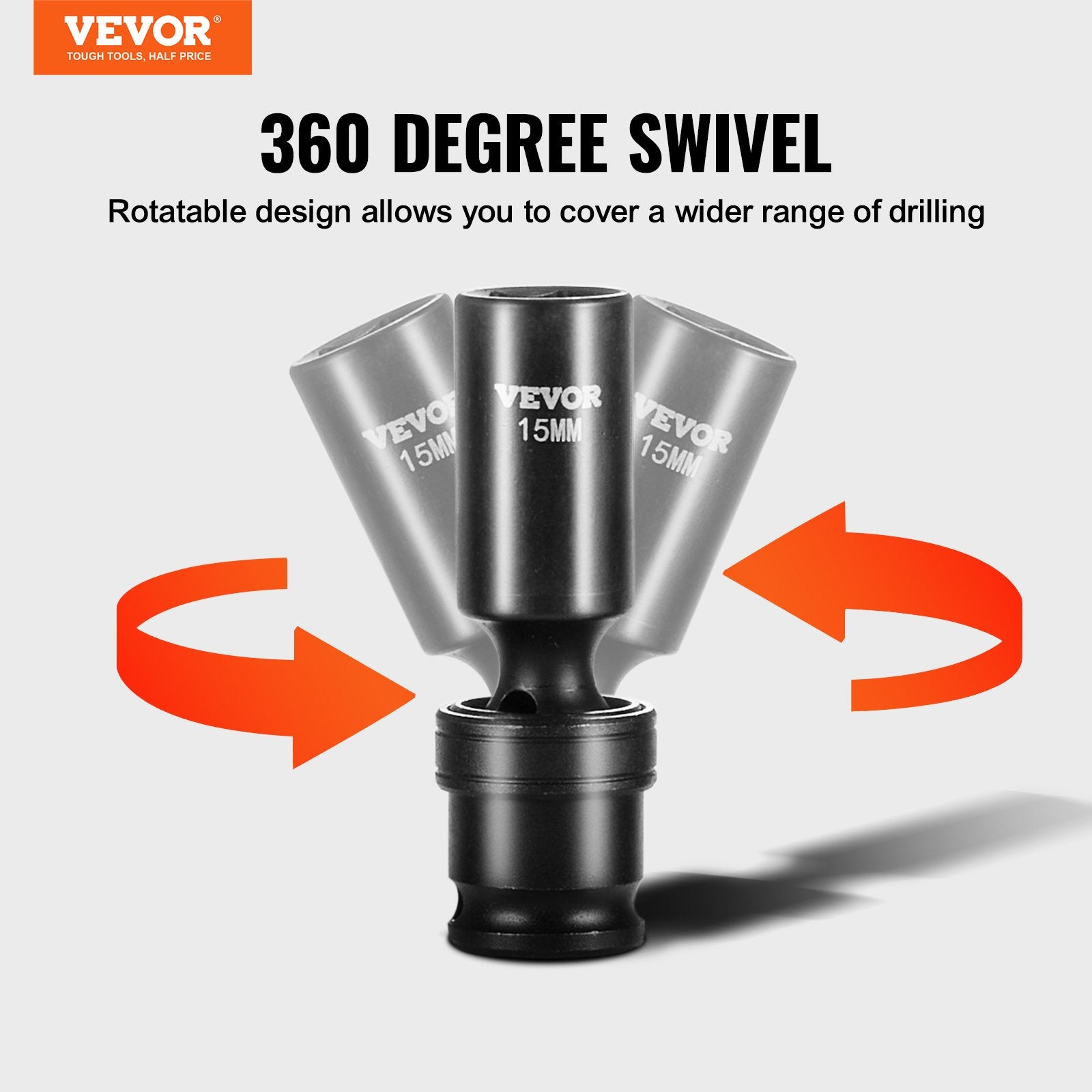 Tool Sockets: VEVOR 360 Degree Swivel Impact Sockets Set 14pcs 6-Point 3/8in Drive Socket Set